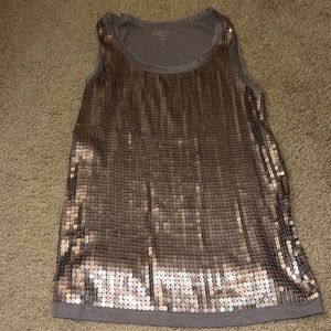 Ann Taylor Loft bronze sequin tank top